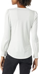 Essentials Women's Long-Sleeve Crewneck Smocked Cuff T-Shirt - Image 2
